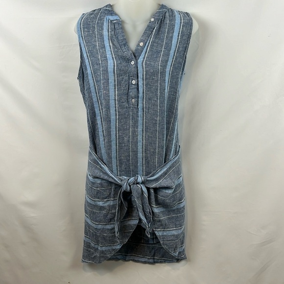 Anthropologie‎ Drew Henley Striped Tie Wrap Sleeveless Mini Dress Size S - Picture 2 of 10